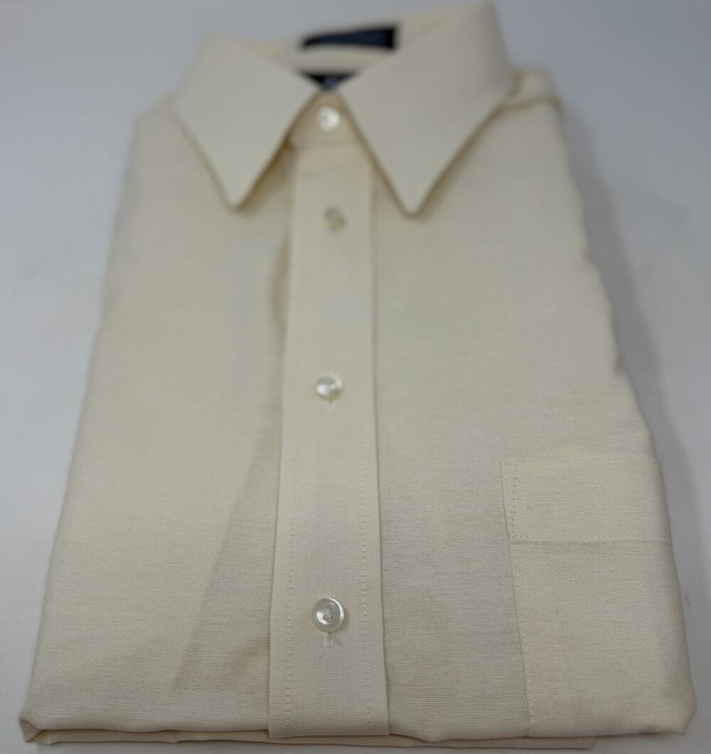 Stafford Men's Oxford Wrinkle Free Cream Long Sleeve Dress Shirt Size 16